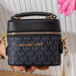 N147 — Black patterned mini box handbag front, 16 × 13 (Black)