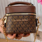 N147 — Brown patterned mini box handbag front, 16 × 13 (Brown)