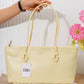 N149 — Pale Yellow woven-pattern shoulder tote front, 38 × 21 (Pale Yellow)