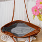N149 — Cognac woven-pattern shoulder tote interior, 38 × 21 (Cognac)