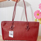 N149 — Burgundy woven-pattern shoulder tote front, 38 × 21 (Burgundy)