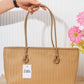 N149 — Camel woven-pattern shoulder tote front, 38 × 21 (Camel)