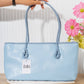 N149 — Light Blue woven-pattern shoulder tote front, 38 × 21 (Light Blue)