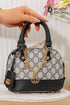 N151 — Black and White mini patterned handbag front, 19 × 15 (Black and White)