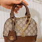 N151 — Brown mini patterned handbag front, 19 × 15 (Brown)