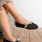 N2355 — Black bow mesh flats worn view, 37, 38, 39, 40, 41 (Black)