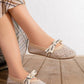 N2355 — Beige bow mesh flats worn view, 37, 38, 39, 40, 41 (Beige)