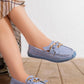N2379 — Light Blue chain and bow loafers side view, 37, 38, 39, 40, 41 (Light Blue)