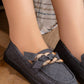 N2379 — Dark Grey chain and bow loafers front view, 37, 38, 39, 40, 41 (Dark Grey)