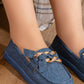 N2379 — Blue chain and bow loafers front view, 37, 38, 39, 40, 41 (Blue)