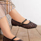 N2420 — Black Floral floral mary jane flats side view, 37, 38, 39, 40, 41 (Black Floral)