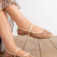 N2420 — Beige / Red Floral floral mary jane flats side view, 37, 38, 39, 40, 41 (Beige / Red Floral)