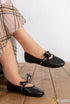 N2434 — Black ribbon bow ballet flats side view, 37, 38, 39, 40, 41 (Black)