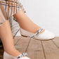 N2434 — White ribbon bow ballet flats side view, 37, 38, 39, 40, 41 (White)