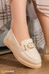 N2450 — Beige metal detail loafers front view, 37, 38, 39, 40, 41 (Beige)