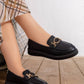 N2450 — Black metal detail loafers worn view, 37, 38, 39, 40, 41 (Black)