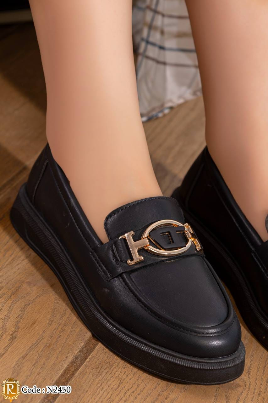 N2450 — Black metal detail loafers detail view, 37, 38, 39, 40, 41 (Black)