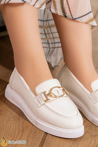 N2450 — White metal detail loafers detail view, 37, 38, 39, 40, 41 (White)
