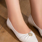 N2539 — White pointed flats with gold-tone detail close-up, 37, 38, 39, 40, 41 (White)