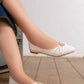 N2539 — White pointed flats with gold-tone detail pair view, 37, 38, 39, 40, 41 (White)