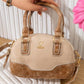 RT138 — Beige dome top handle bag front, 22 × 15 (Beige)