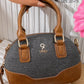 RT138 — Grey and Tan dome top handle bag front, 22 × 15 (Grey and Tan)