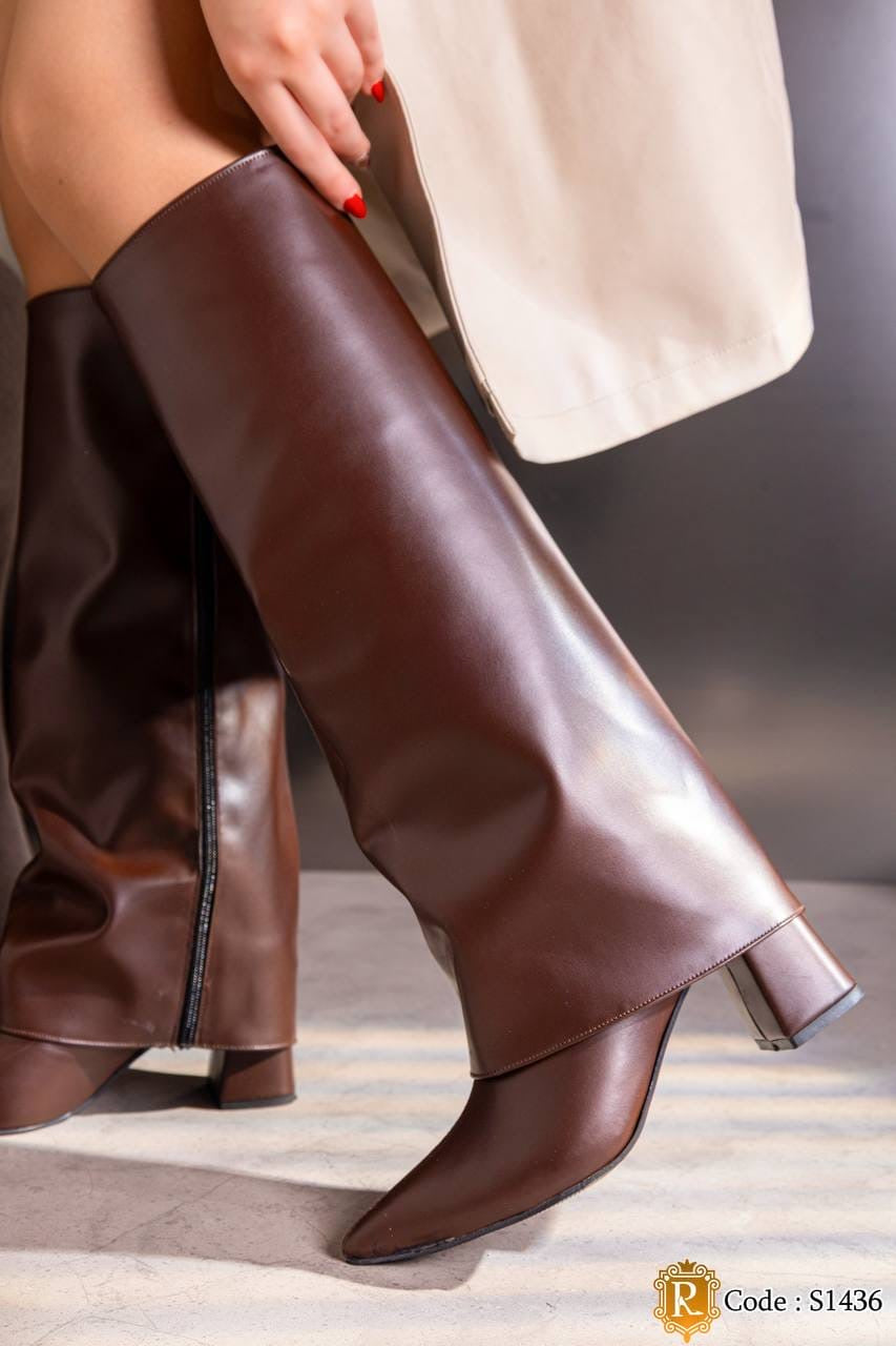 S1436 brown 2-in-1 boots