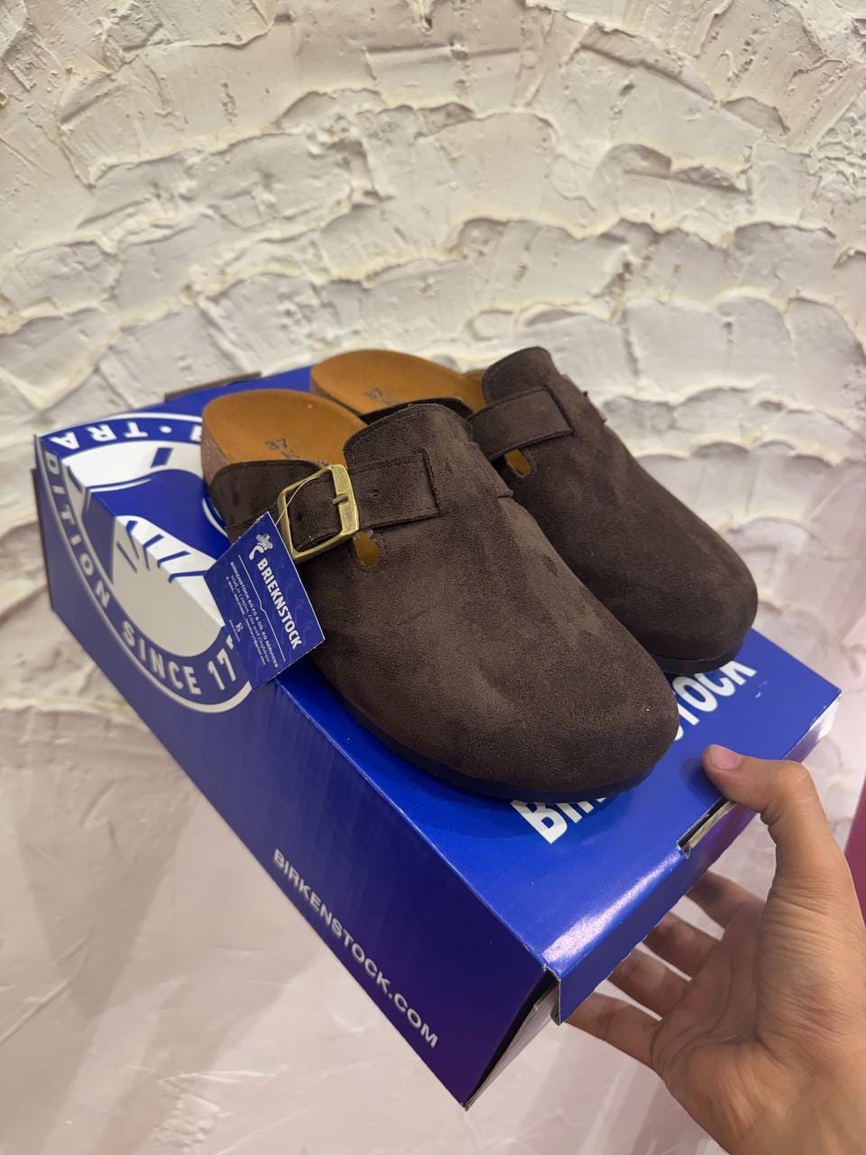 SHZ_1 — Brown buckle slip-on clogs pair view, 37, 38, 39, 40, 41 (Brown)