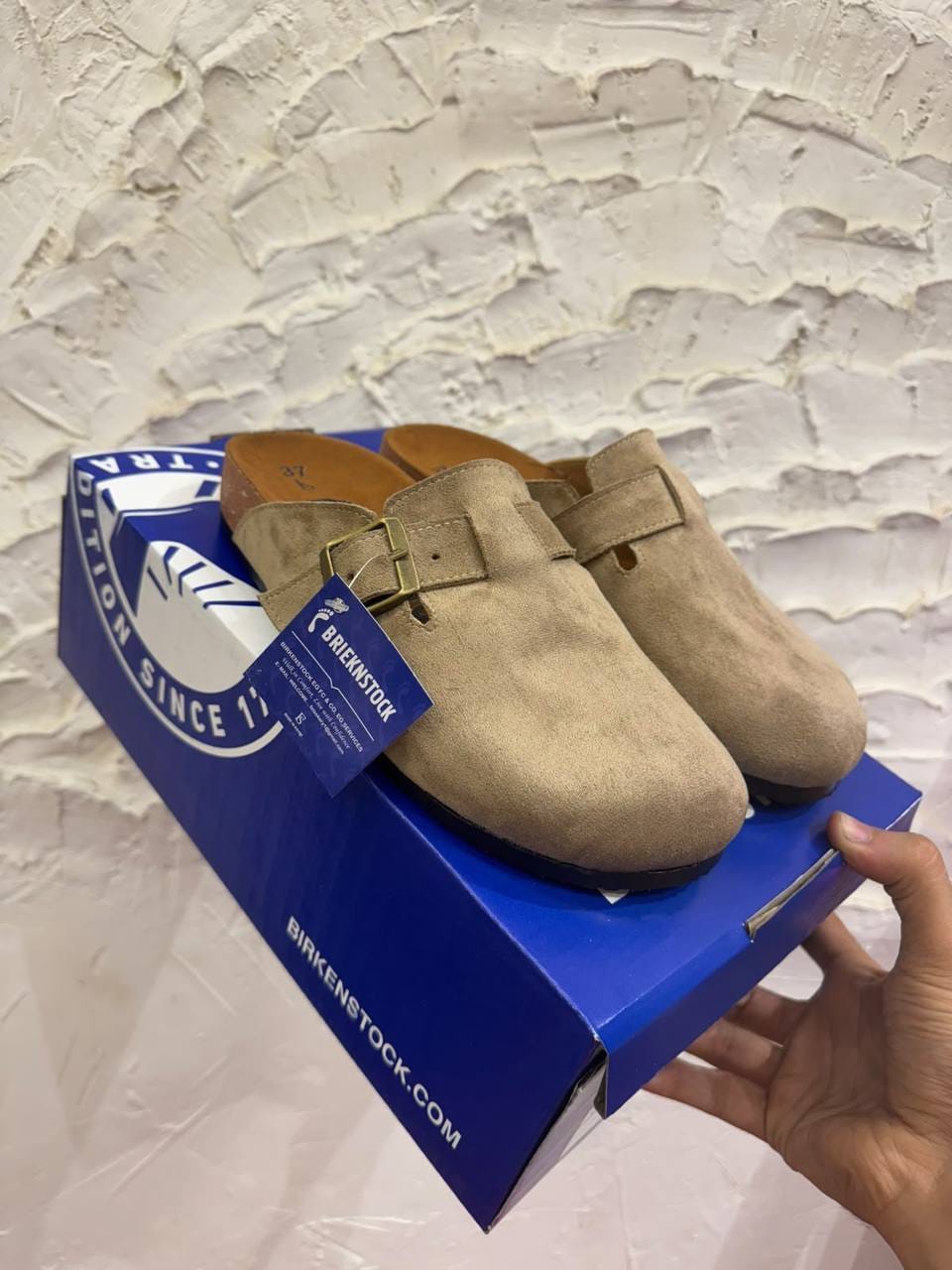 SHZ_1 — Beige buckle slip-on clogs pair view, 37, 38, 39, 40, 41 (Beige)