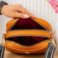 Z2036 — Orange crossbody bag interior with two zip compartments (Orange)