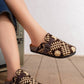 Z711 — Brown / Beige geometric buckle clogs worn view, 37, 38, 39, 40, 41 (Brown / Beige)