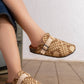 Z711 — Tan / Beige geometric buckle clogs worn view, 37, 38, 39, 40, 41 (Tan / Beige)