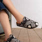 Z711 — Black / White geometric buckle clogs worn view, 37, 38, 39, 40, 41 (Black / White)
